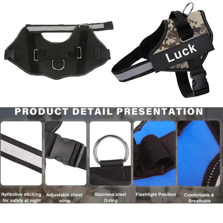 Customizable Reflective No-Pull Dog Harness Vest