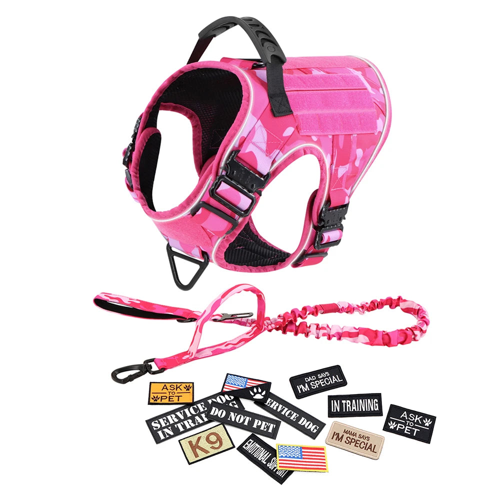 Reflective Tactical Dog Harness with Metal Buckles