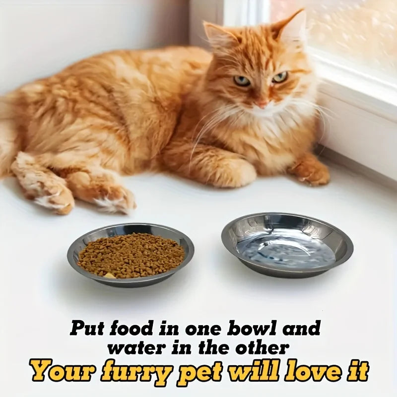 2/6pcs Slip-Resistant Stainless Steel Cat Bowls – Wide, Anti-Tip Design