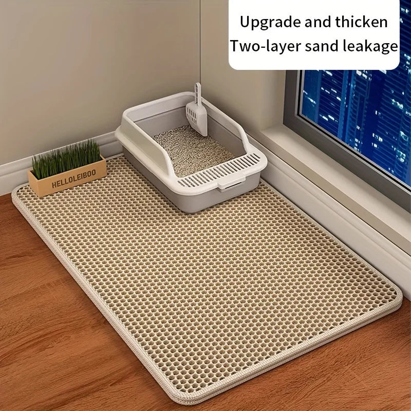 Large Double-Layer Cat Litter Mat – Waterproof, Honeycomb Design for Scatter Control