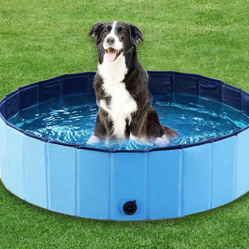 Portable Dog Swimming Pool with Cover – Scratch-Resistant Bathing Tub