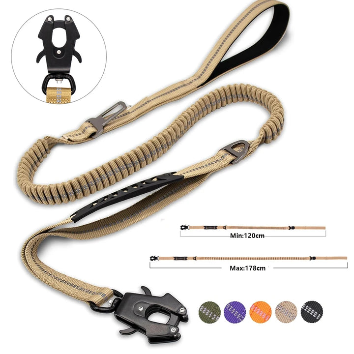 Reflective Tactical Bungee Dog Leash – Heavy Duty for Large & Medium Dogs