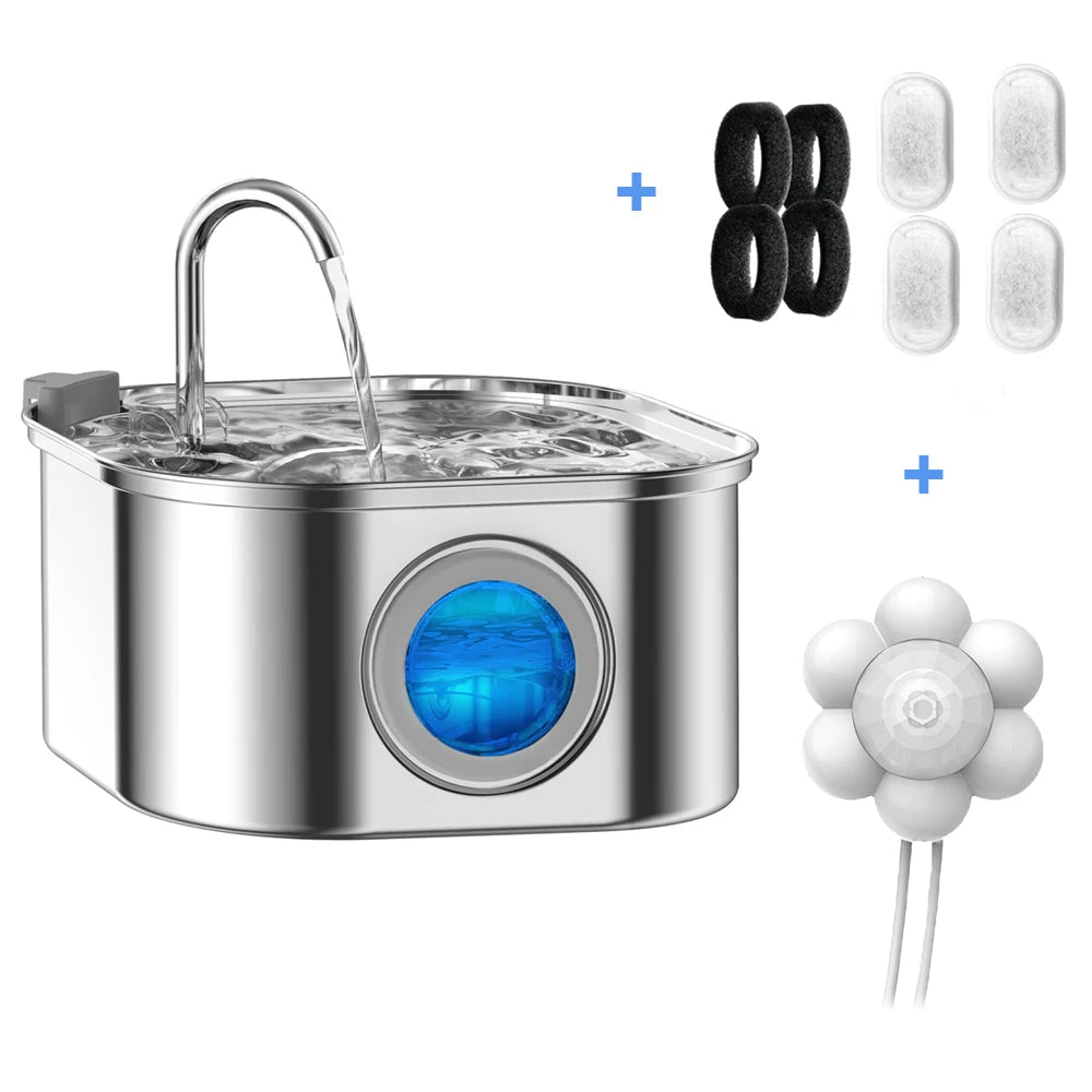 3.2L Stainless Steel Auto Pet Water Fountain with Visual Window