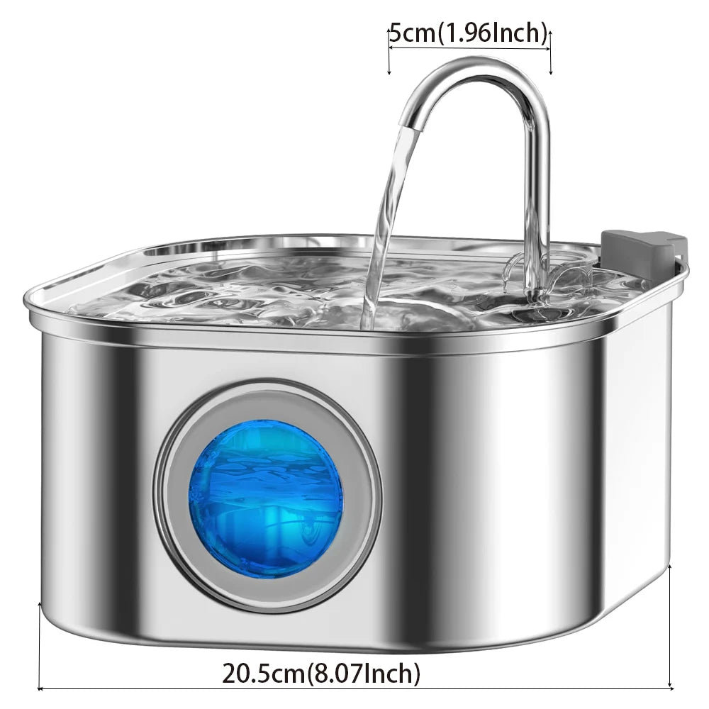 3.2L Stainless Steel Auto Pet Water Fountain with Visual Window