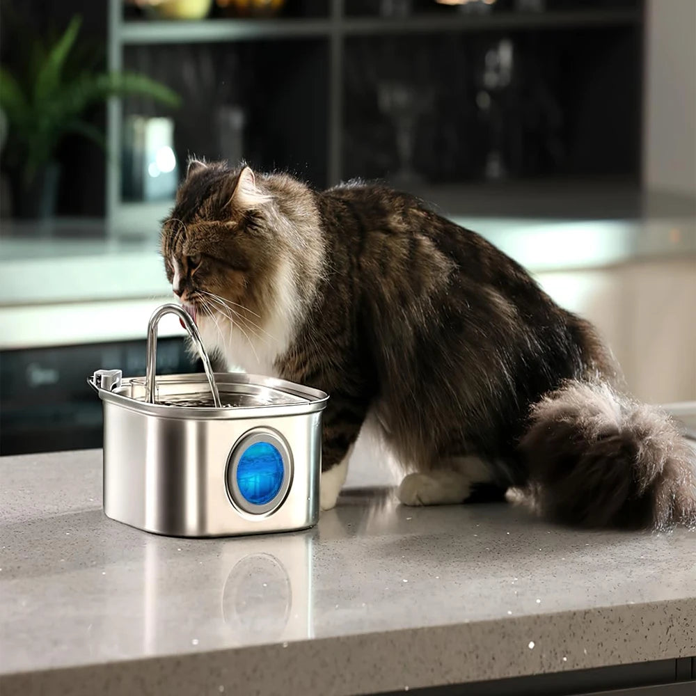 3.2L Stainless Steel Auto Pet Water Fountain with Visual Window