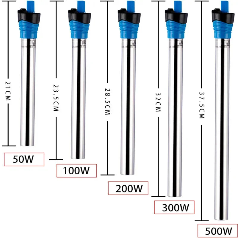 Submersible Aquarium Heater – 50W to 500W Stainless Steel Thermostat