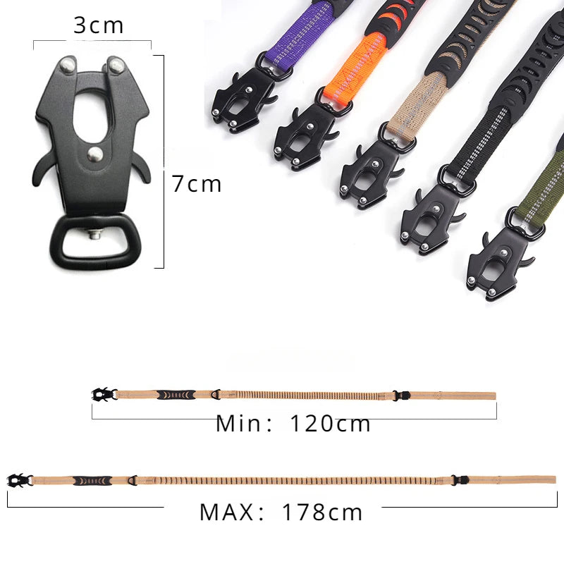 Reflective Tactical Bungee Dog Leash – Heavy Duty for Large & Medium Dogs