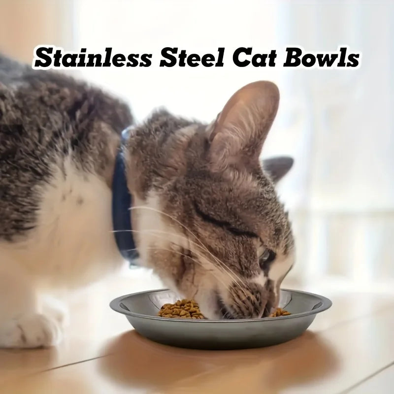 2/6pcs Slip-Resistant Stainless Steel Cat Bowls – Wide, Anti-Tip Design