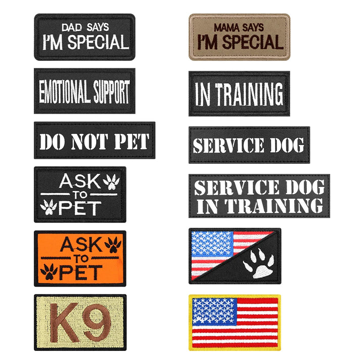 12-Piece Tactical Dog Patch Set – Custom ID Tags for Harness, Vest & Collar