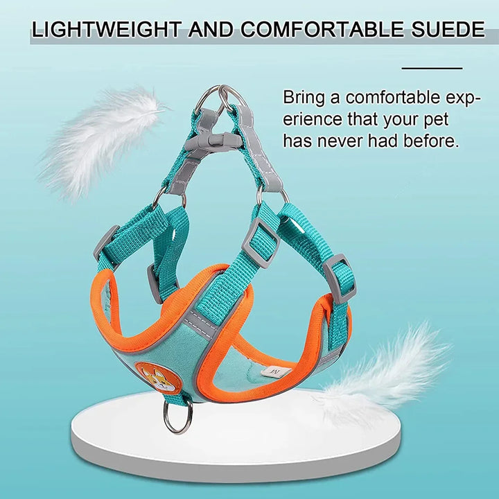 Step-in Adjustable Reflective Dog Harness & Leash Set