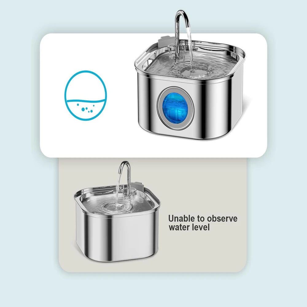 3.2L Stainless Steel Auto Pet Water Fountain with Visual Window
