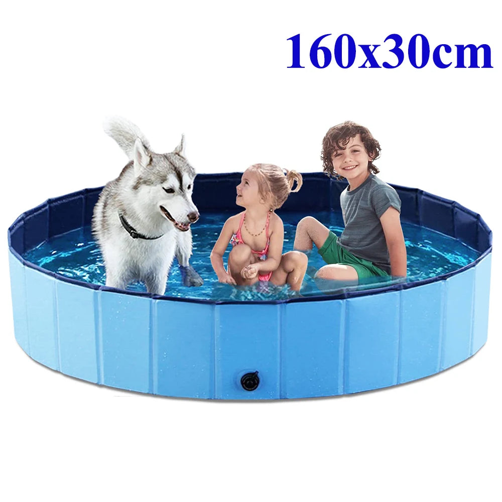Portable Dog Swimming Pool with Cover – Scratch-Resistant Bathing Tub
