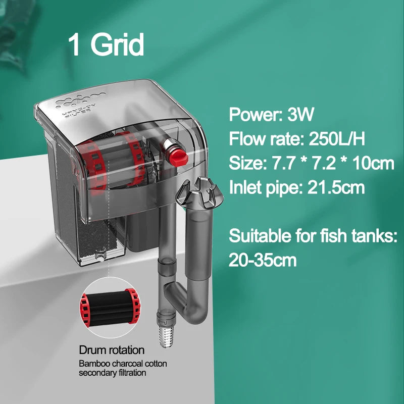 3-in-1 Aquarium Filter Pump – 3W/5W/10W Silent Water Circulation & Aeration