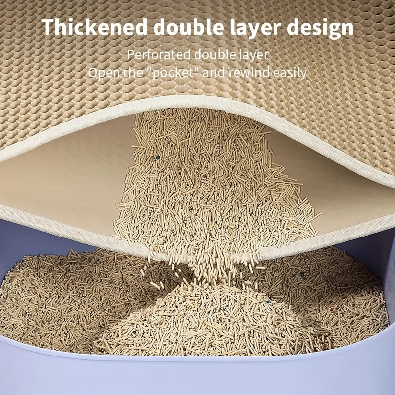 Large Double-Layer Cat Litter Mat – Waterproof, Honeycomb Design for Scatter Control