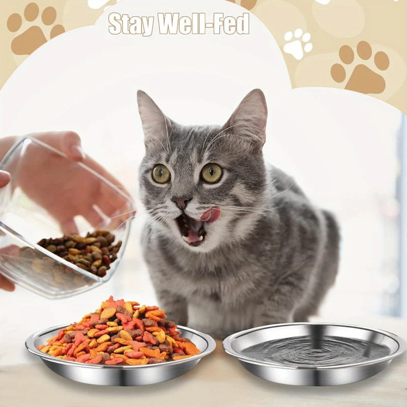 2/6pcs Slip-Resistant Stainless Steel Cat Bowls – Wide, Anti-Tip Design