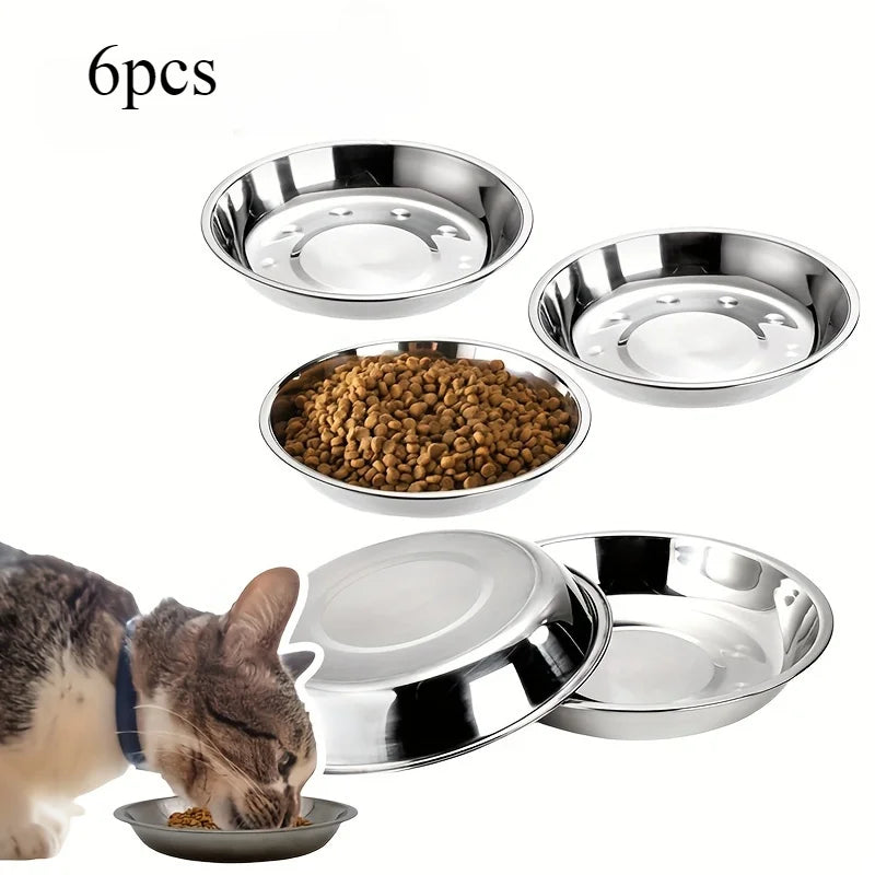 2/6pcs Slip-Resistant Stainless Steel Cat Bowls – Wide, Anti-Tip Design