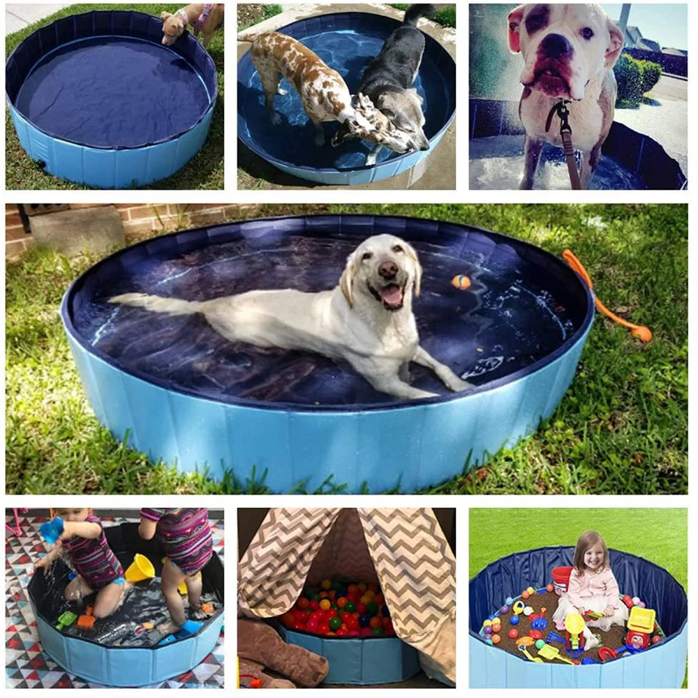 Portable Dog Swimming Pool with Cover – Scratch-Resistant Bathing Tub