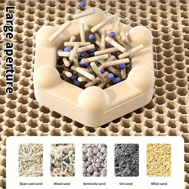 Large Double-Layer Cat Litter Mat – Waterproof, Honeycomb Design for Scatter Control