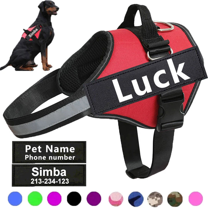 No-Pull Reflective Adjustable Dog Harness with Custom Patch