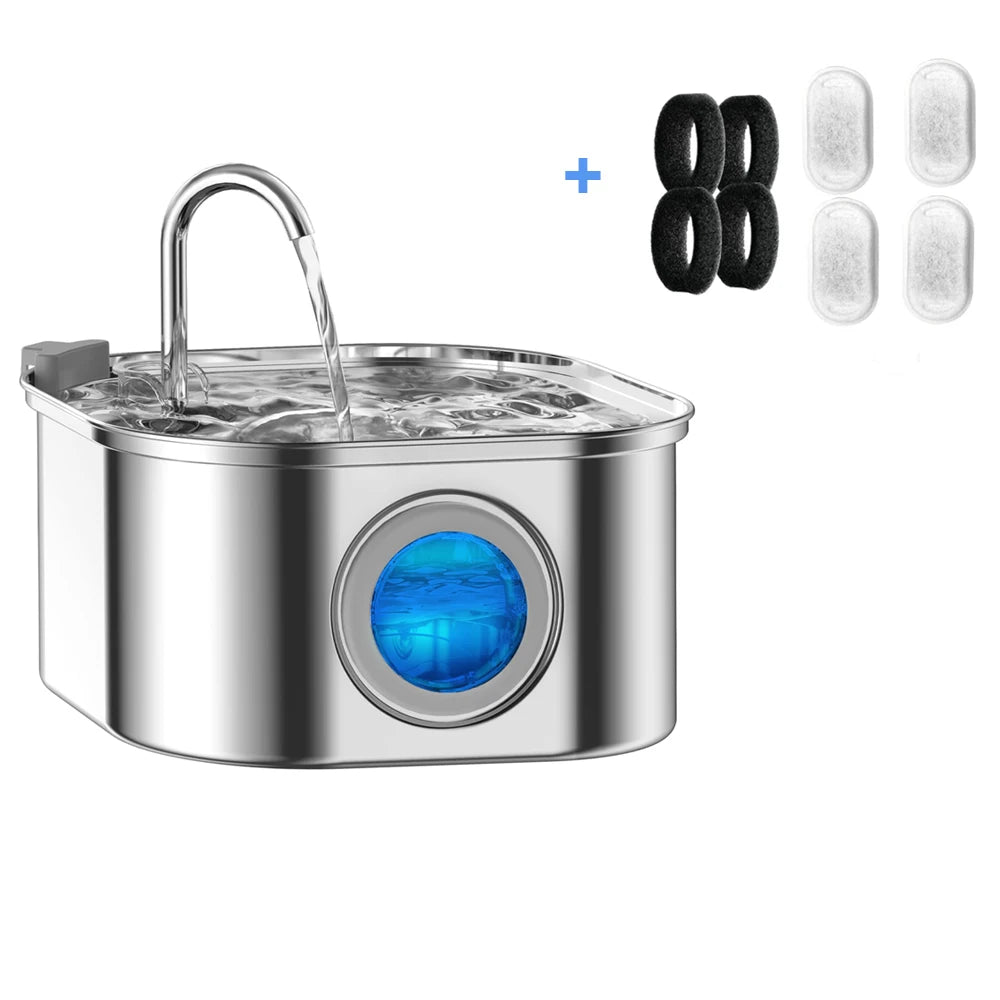 3.2L Stainless Steel Auto Pet Water Fountain with Visual Window
