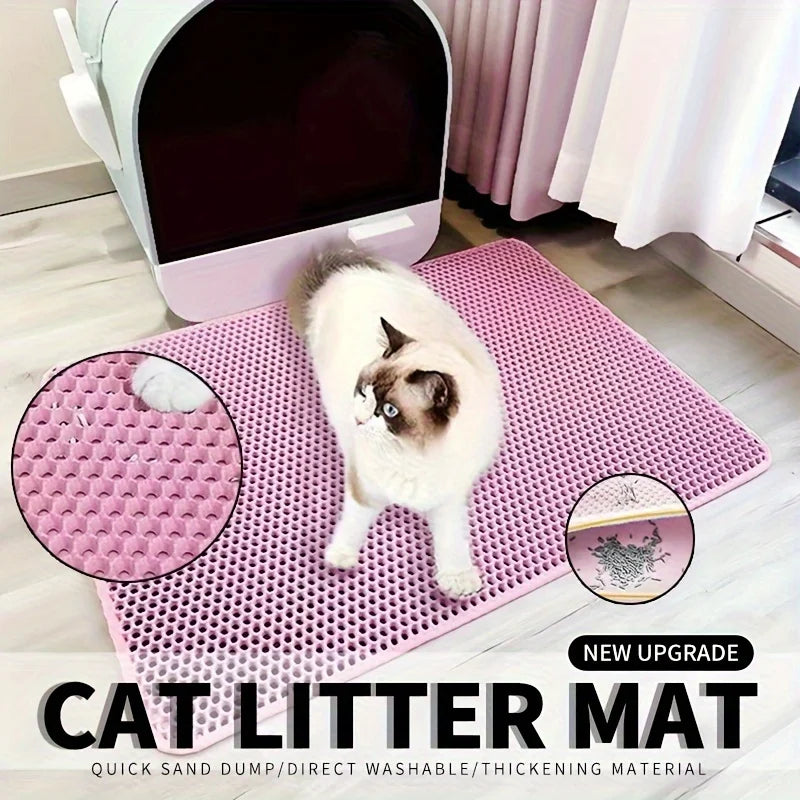 Large Double-Layer Cat Litter Mat – Waterproof, Honeycomb Design for Scatter Control