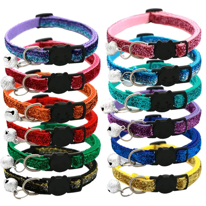 2PCS Adjustable Cat Collars with Bell & Breakaway Safety