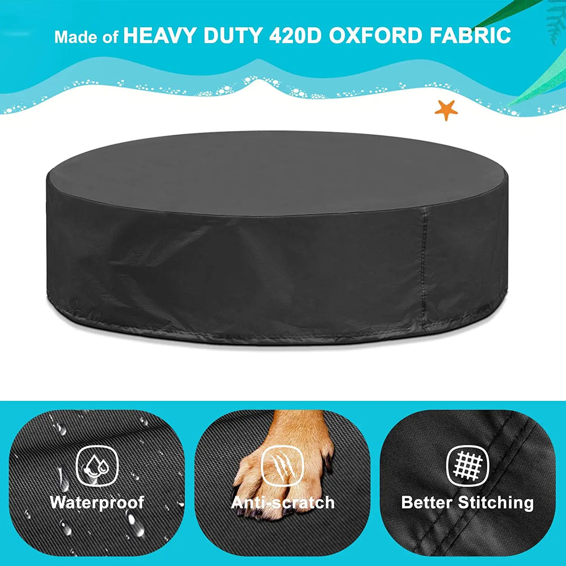 Portable Dog Swimming Pool with Cover – Scratch-Resistant Bathing Tub