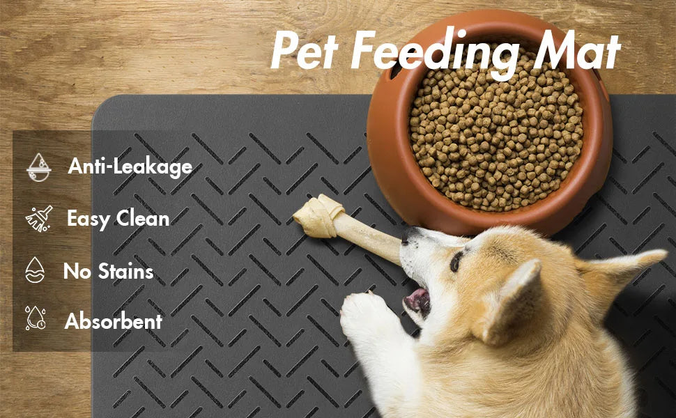 Absorbent Pet Feeding Mat – Quick-Dry with Non-Slip Rubber Backing